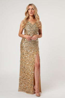 Gaynor Gold Sequin Evening Gown – Lace ...